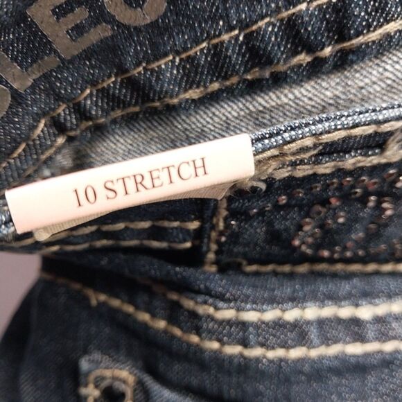 Code Bleu Capri Cropped Jeans 10 Embroidered Embellished Y2K Boho Glam Western - Picture 13 of 16